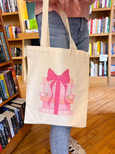 coquette book stack tote