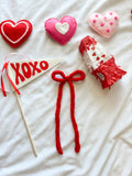 red & pink large crochet bow