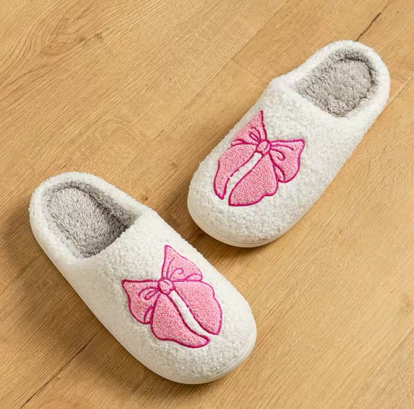 pink bow slippers