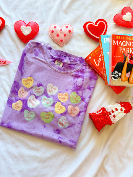 candy heart tropes tie dye tee