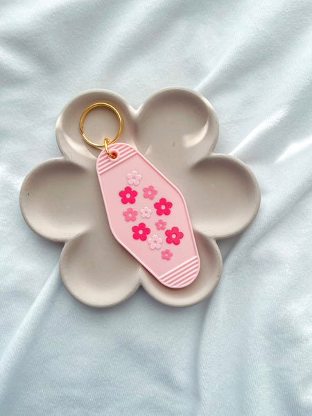 Pink Floral Keychain